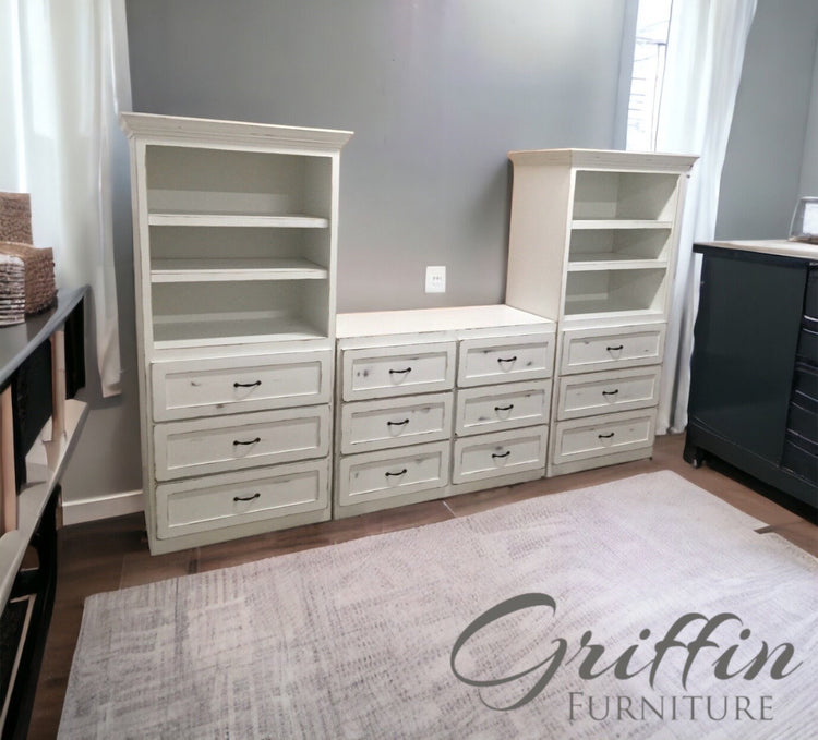 AUGUSTA Storage Drawers, Bookcase & Dresser Combo