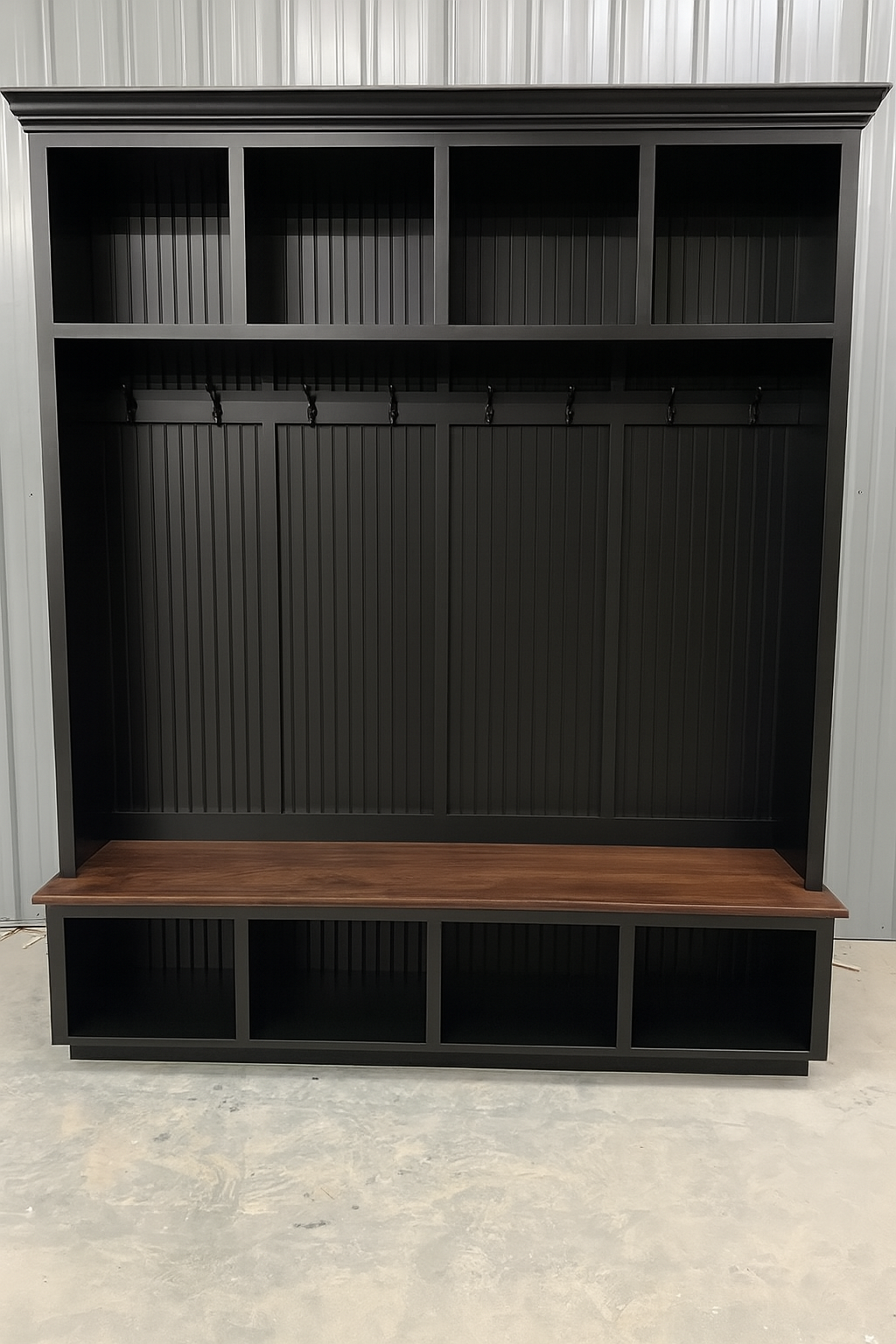 Houston Hall Tree with Bench and Shoe Storage | Solid Wood Mudroom Organizer | Entryway Coat Rack with Cubbies 4-section