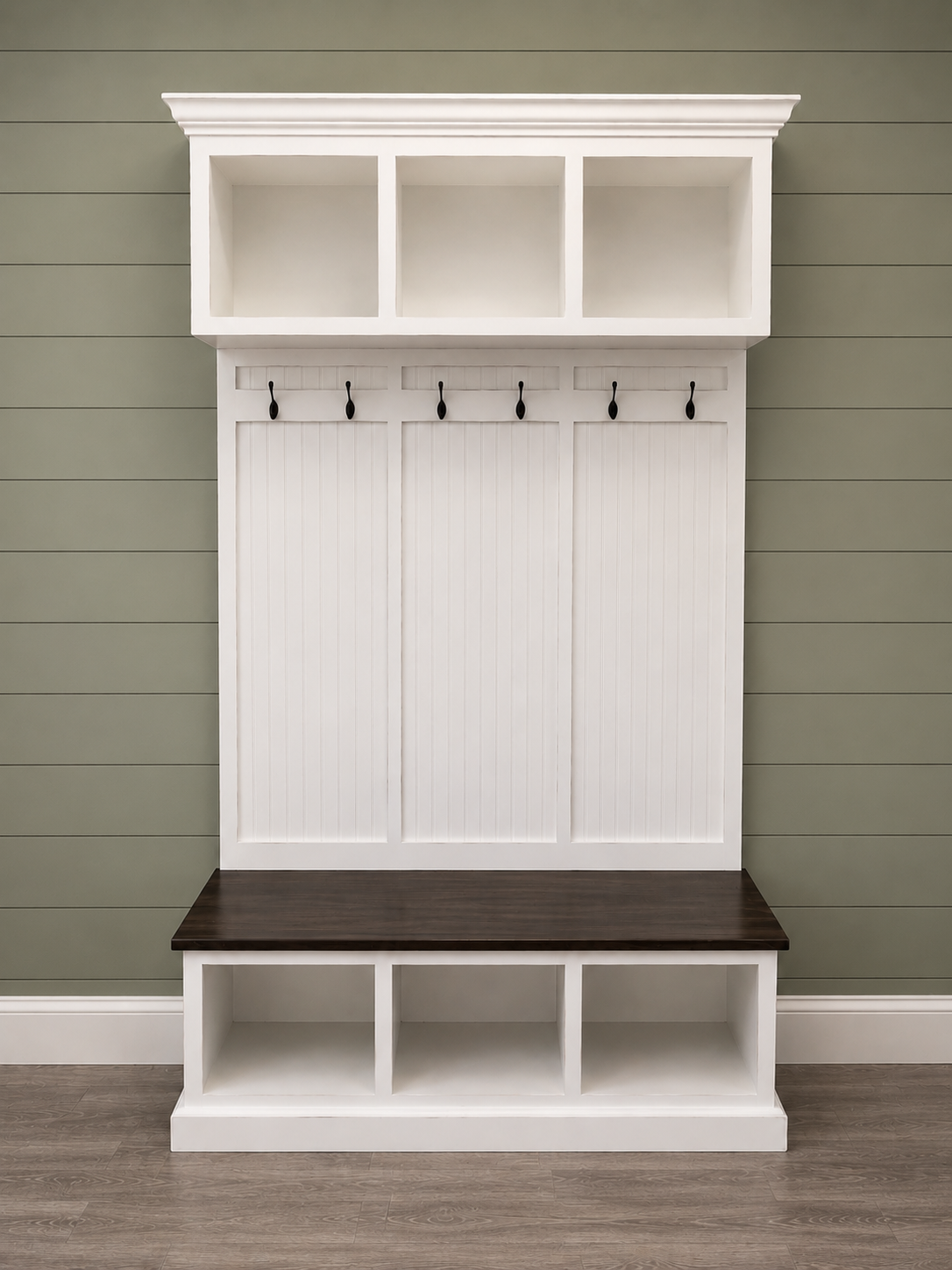 Long Island Shoe Bench – Stylish Entryway Storage & Seating | Custom Wood Bench for Mudrooms & Hallways (3-section)