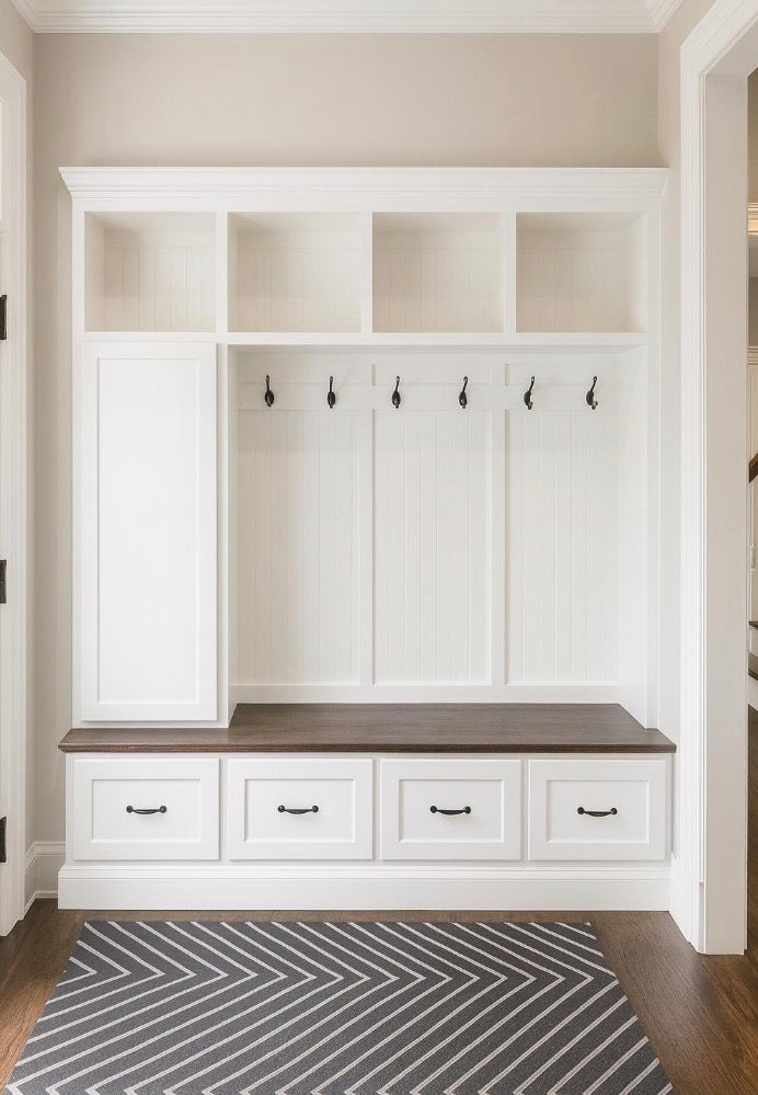 Oregon Mudroom Bench | Shoe Storage | Hall Tree | Standing Coat Rack | Mudroom Furniture (4-section)
