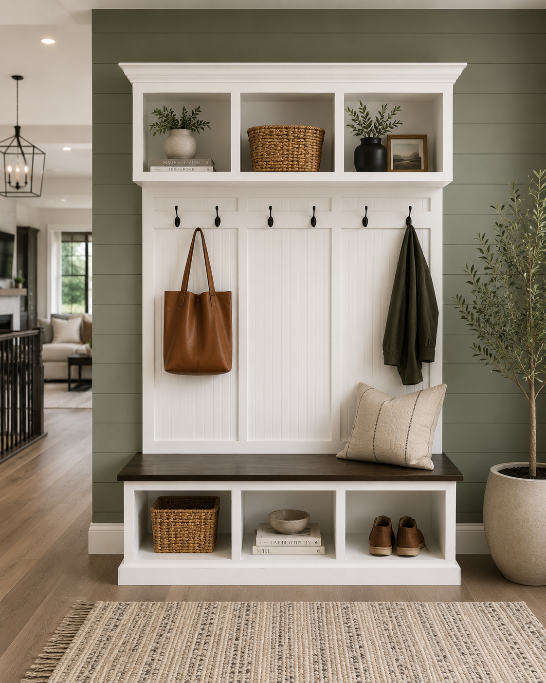 Long Island Shoe Bench – Stylish Entryway Storage & Seating | Custom Wood Bench for Mudrooms & Hallways (3-section)
