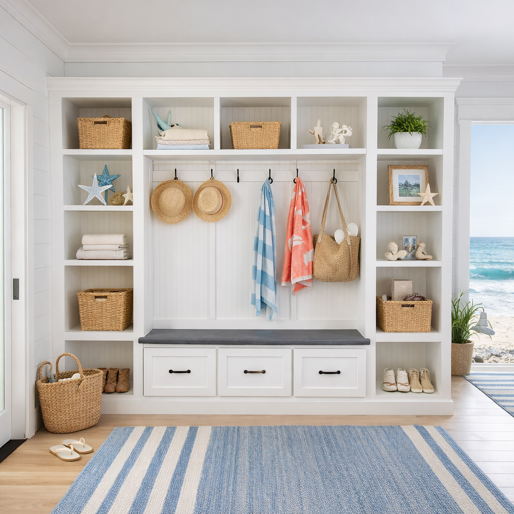 Atlanta Entryway Shoe Storage Bench | Standing Coat Rack | Entryway Furniture | Shoe Cabinet | Mudroom Bench | Hall Tree - Griffin Furniture