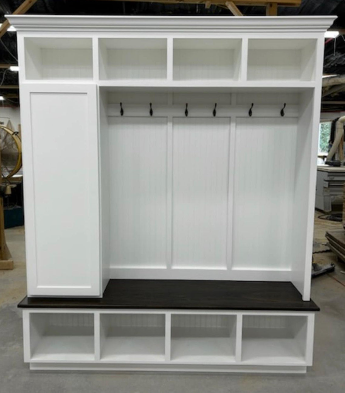 Dallas Hall Tree Bench with Coat Rack | 4-Section Mudroom Storage Solution | Custom Mudroom Furniture