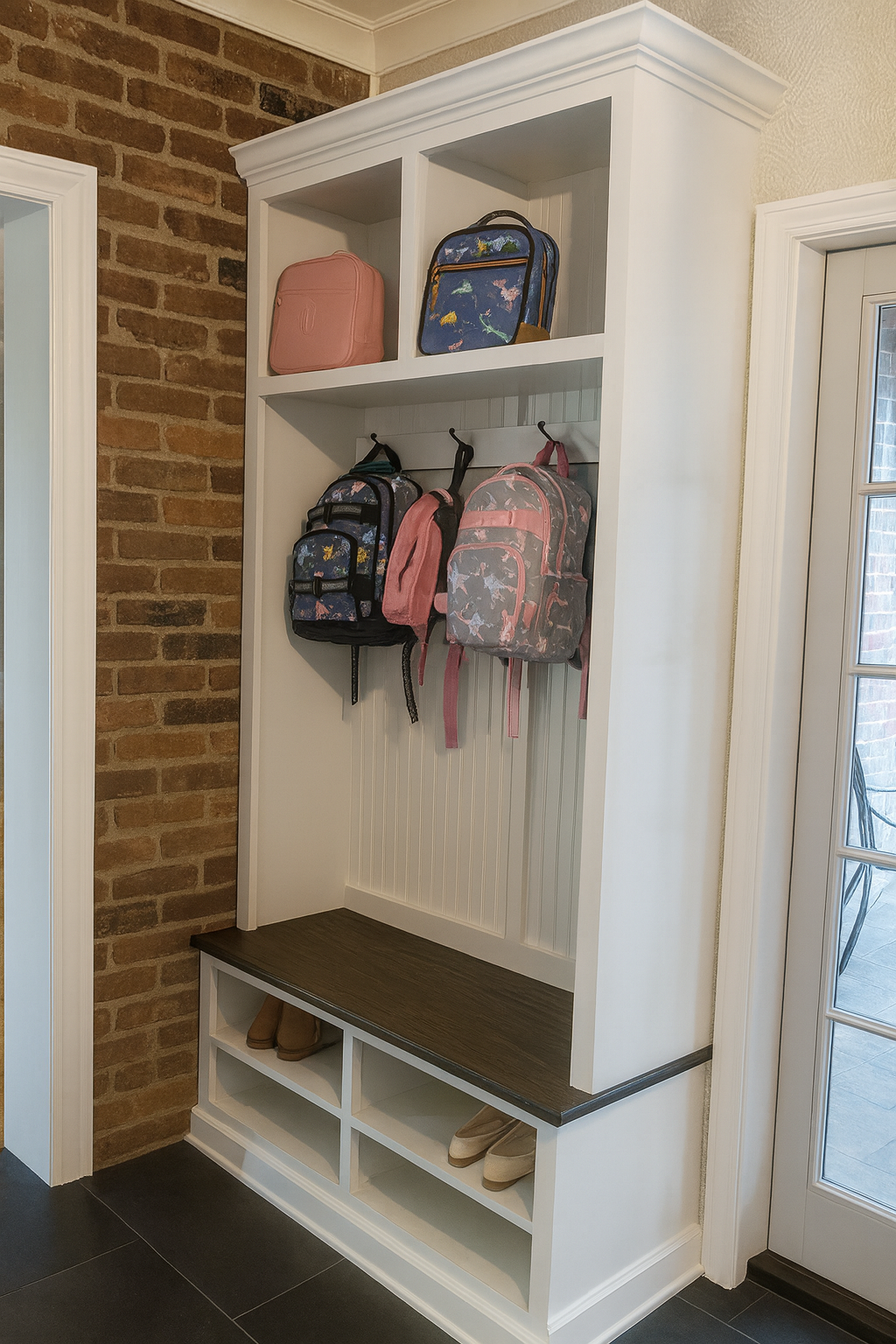 Moraga Hall tree entry bench custom cabinet coat rack mudroom furniture (2 section)