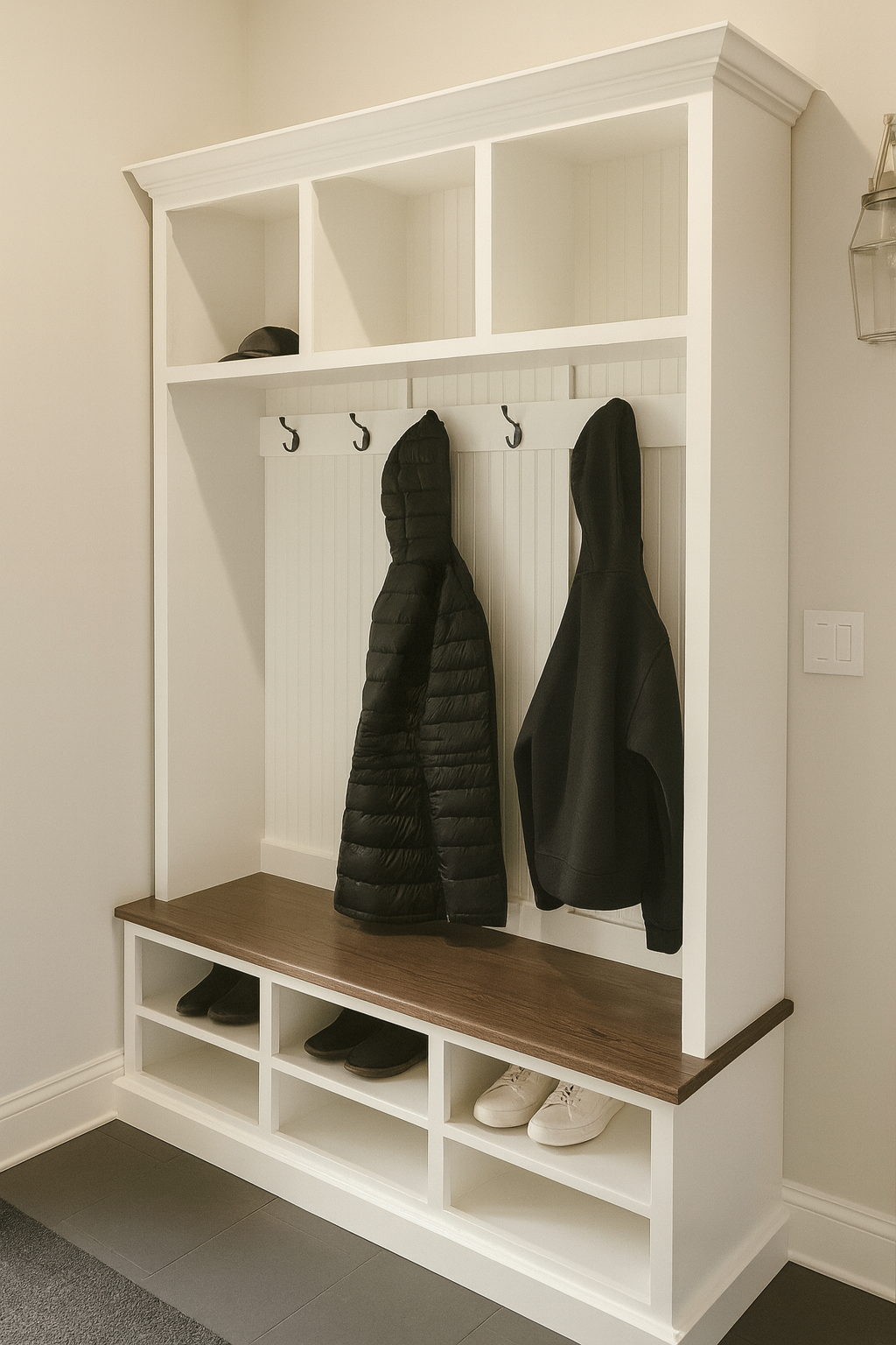 MORAGA Mudroom entryway bench hall tree coat rack shoe storage (3 section)