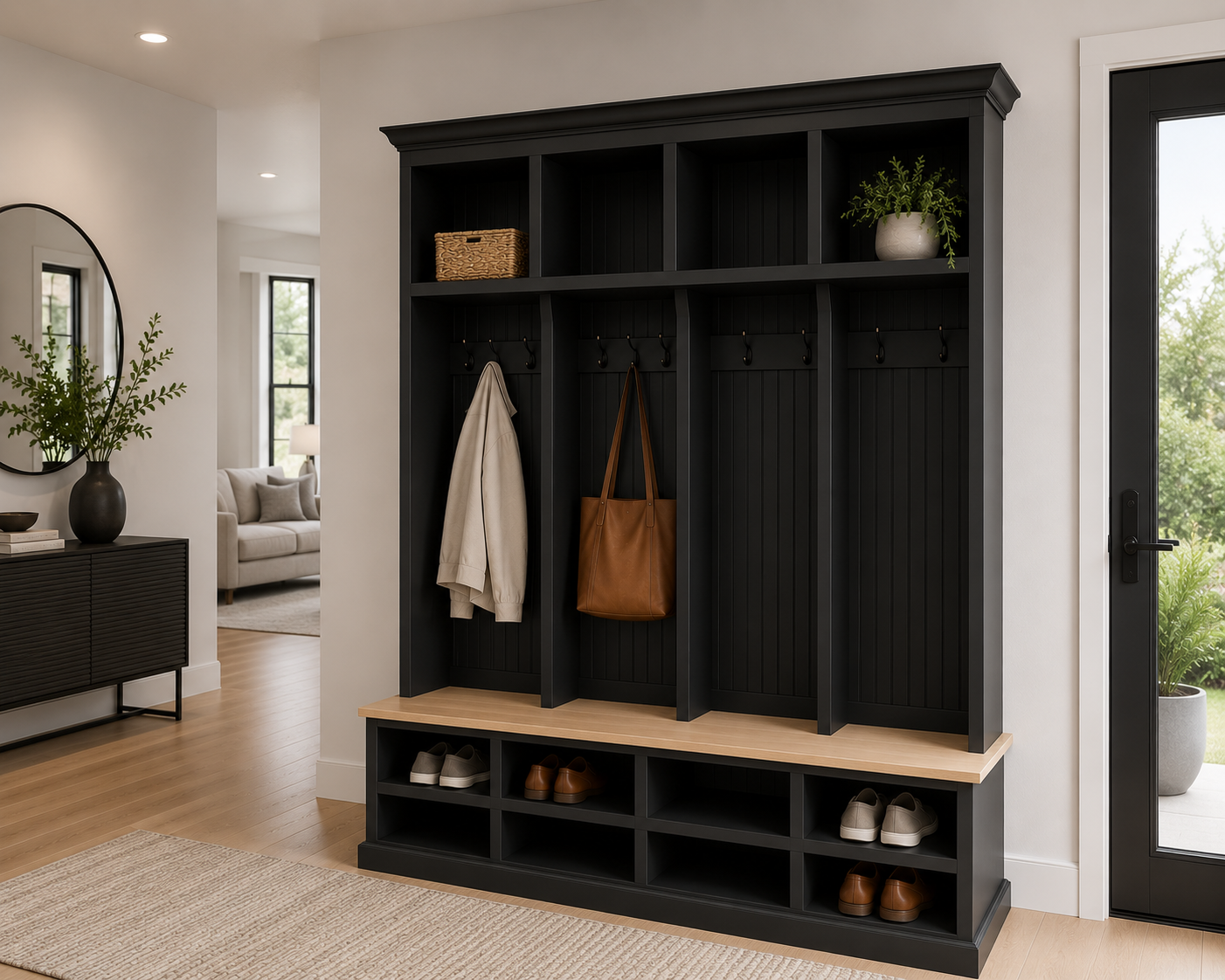 The Lewis Mudroom Locker – Stylish Entryway Storage & Organization Solution | Custom Wood Hall Tree with Cubbies & Hooks