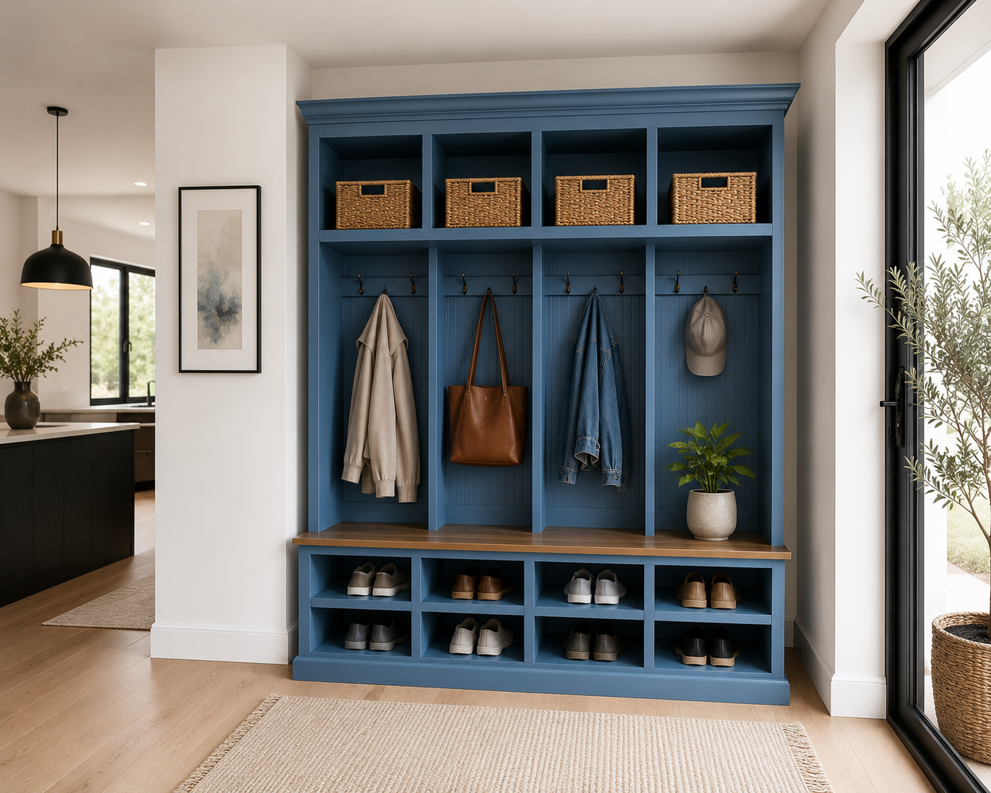 The Lewis Mudroom Locker – Stylish Entryway Storage & Organization Solution | Custom Wood Hall Tree with Cubbies & Hooks