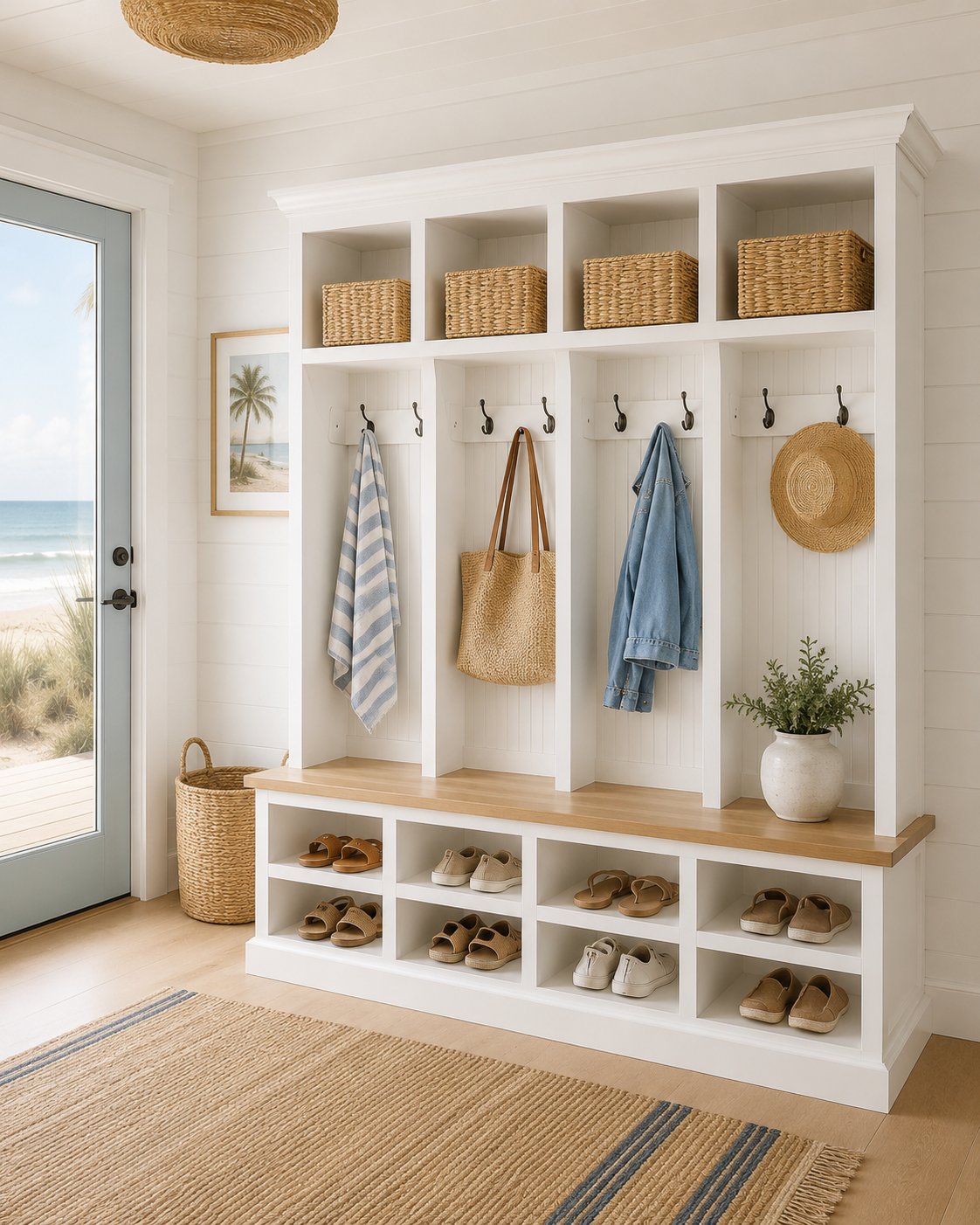 The Lewis Mudroom Locker – Stylish Entryway Storage & Organization Solution | Custom Wood Hall Tree with Cubbies & Hooks