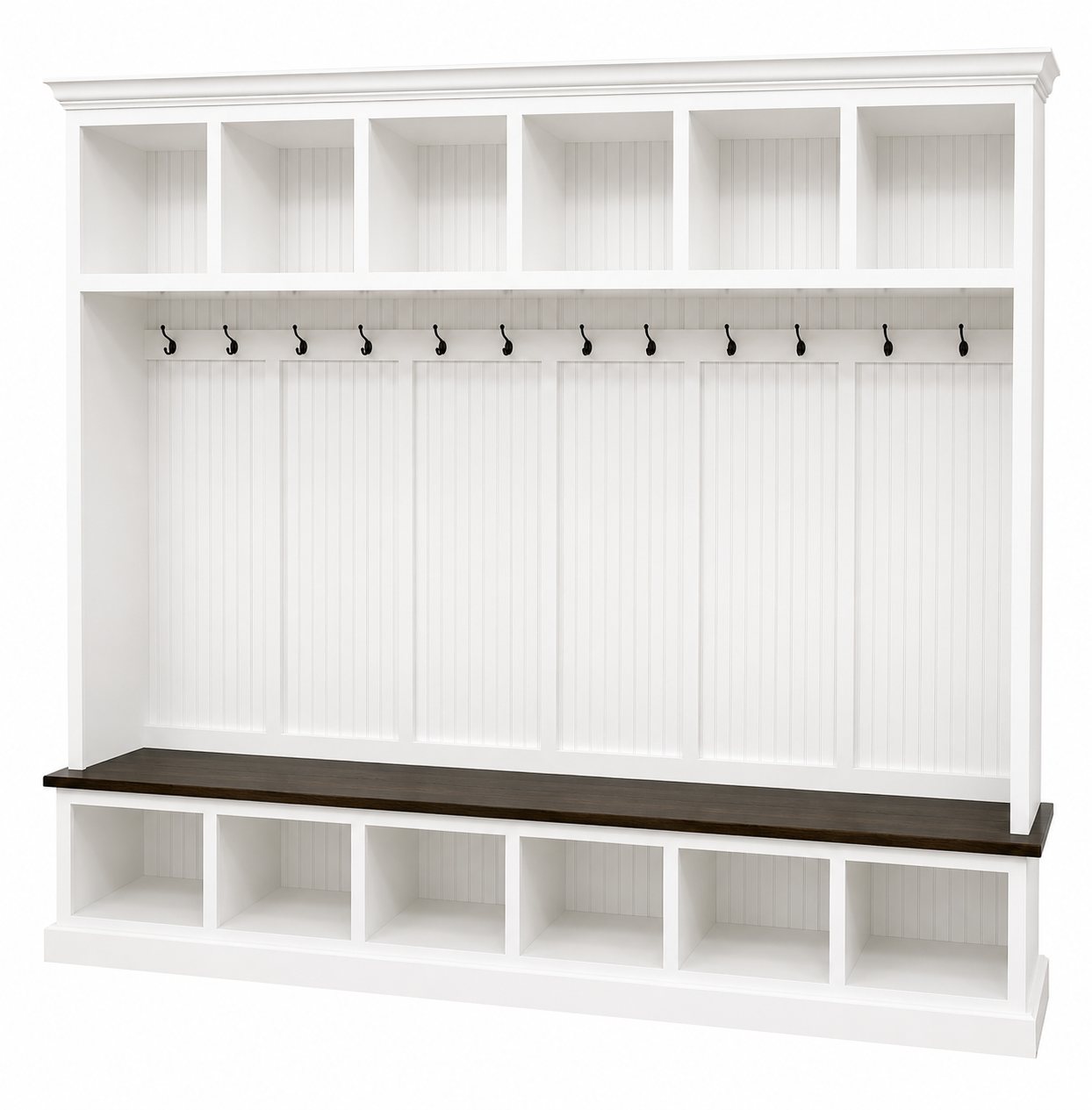 Pennsylvania 6-Section Entryway Bench with Storage – Custom Mudroom Organizer | Wood Hall Tree Seating - Griffin Furniture