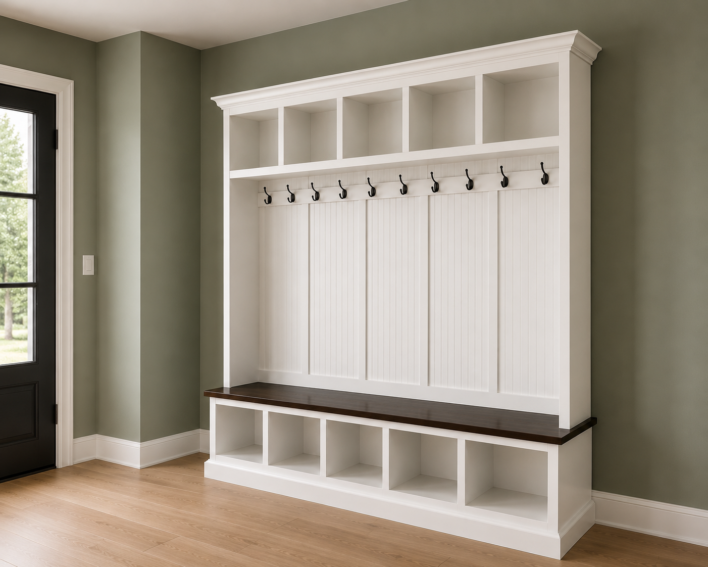 Pennsylvania 5-Section Entryway Bench with Storage – Custom Mudroom Seating | Wood Hall Tree Organizer - Griffin Furniture
