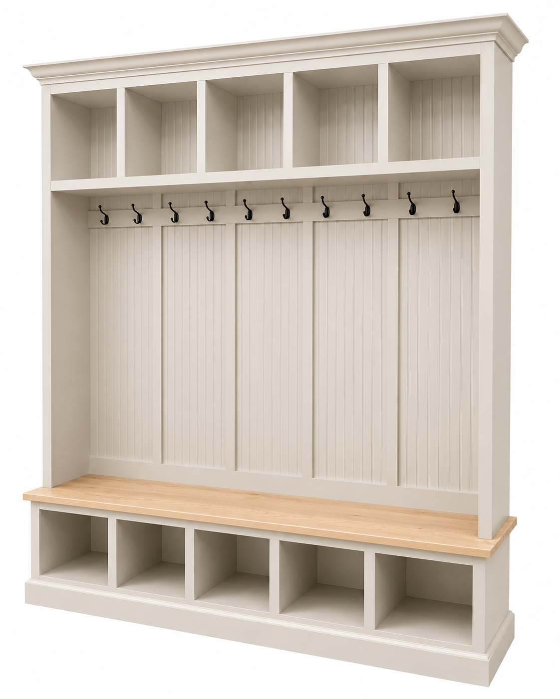 Pennsylvania 5-Section Entryway Bench with Storage – Custom Mudroom Seating | Wood Hall Tree Organizer - Griffin Furniture