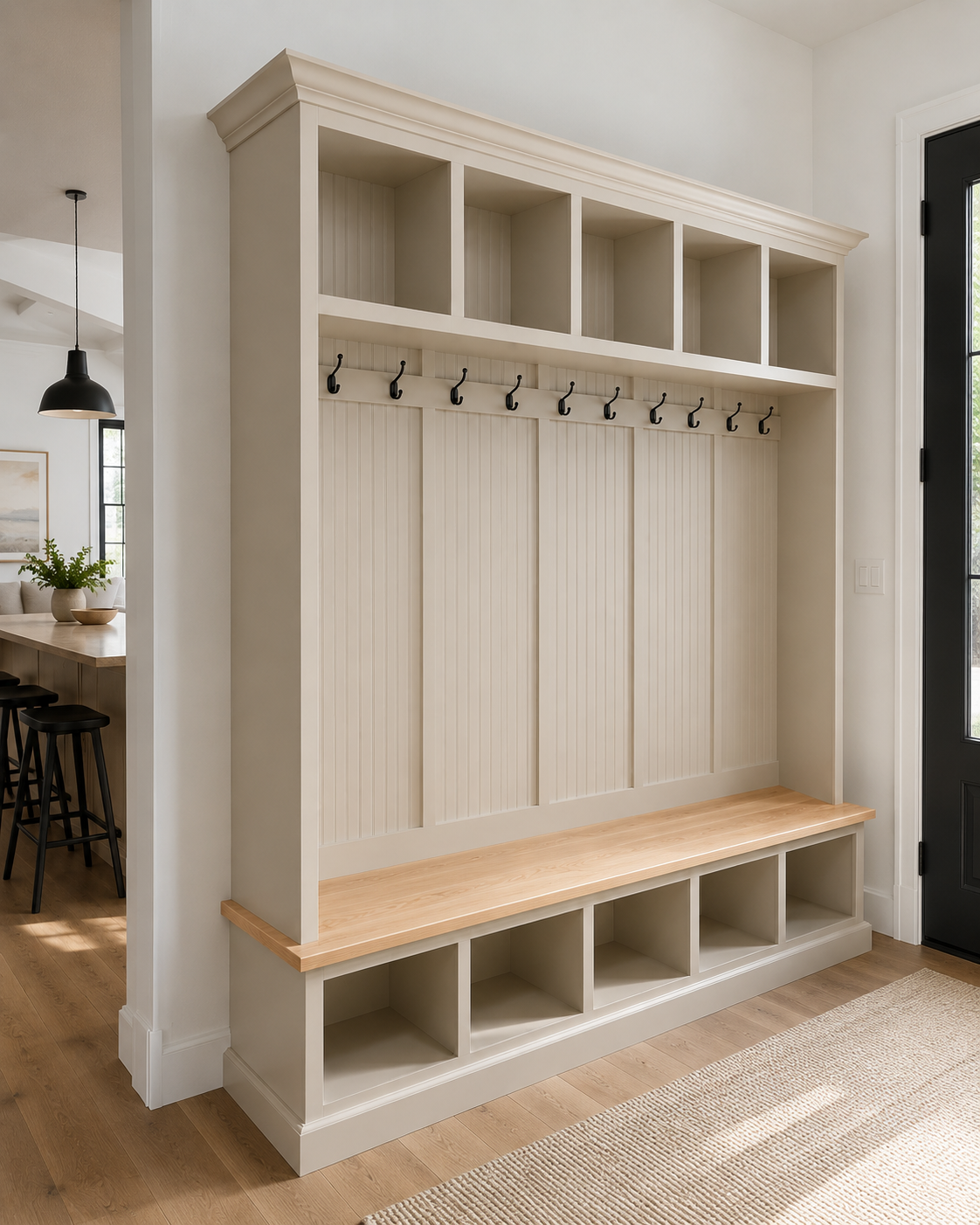 Pennsylvania 5-Section Entryway Bench with Storage – Custom Mudroom Seating | Wood Hall Tree Organizer - Griffin Furniture