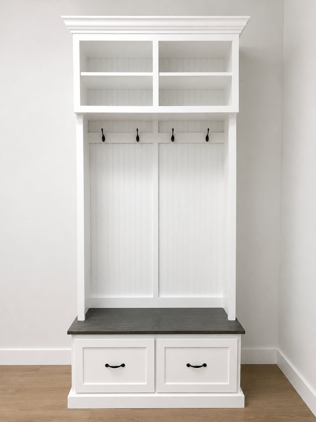 Branson Hall Tree Entryway Bench with Shoe Rack & Mudroom Storage | 2-Section Coat Organizer - Griffin Furniture
