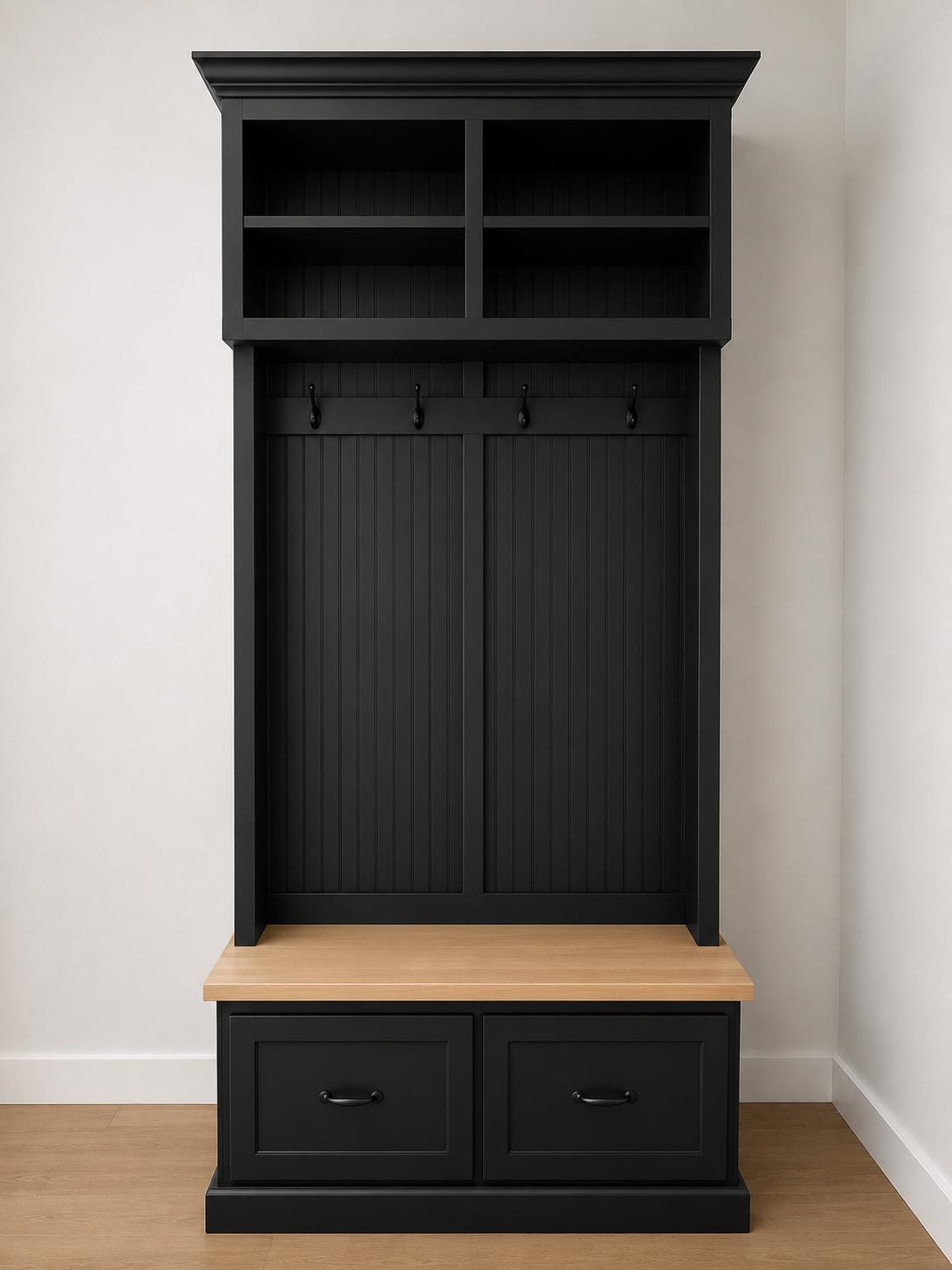 Branson Hall Tree Entryway Bench with Shoe Rack & Mudroom Storage | 2-Section Coat Organizer - Griffin Furniture