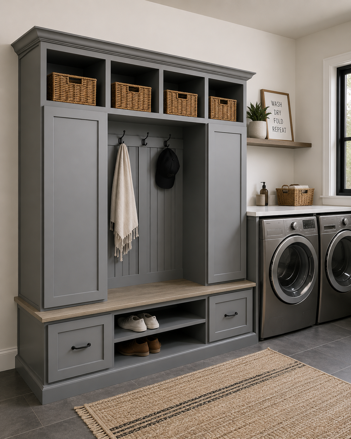Florida Mudroom Locker Bench with Hall Tree | Custom Storage Solution for Entryways - Griffin Furniture