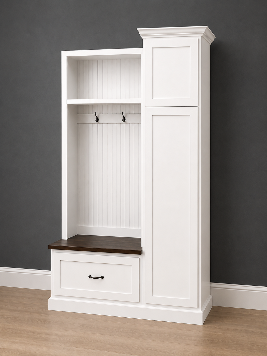 Holbrook Entryway Shoe Bench Hall Tree | 1-Section Mudroom Organizer | Wood Coat Rack with Storage - Griffin Furniture