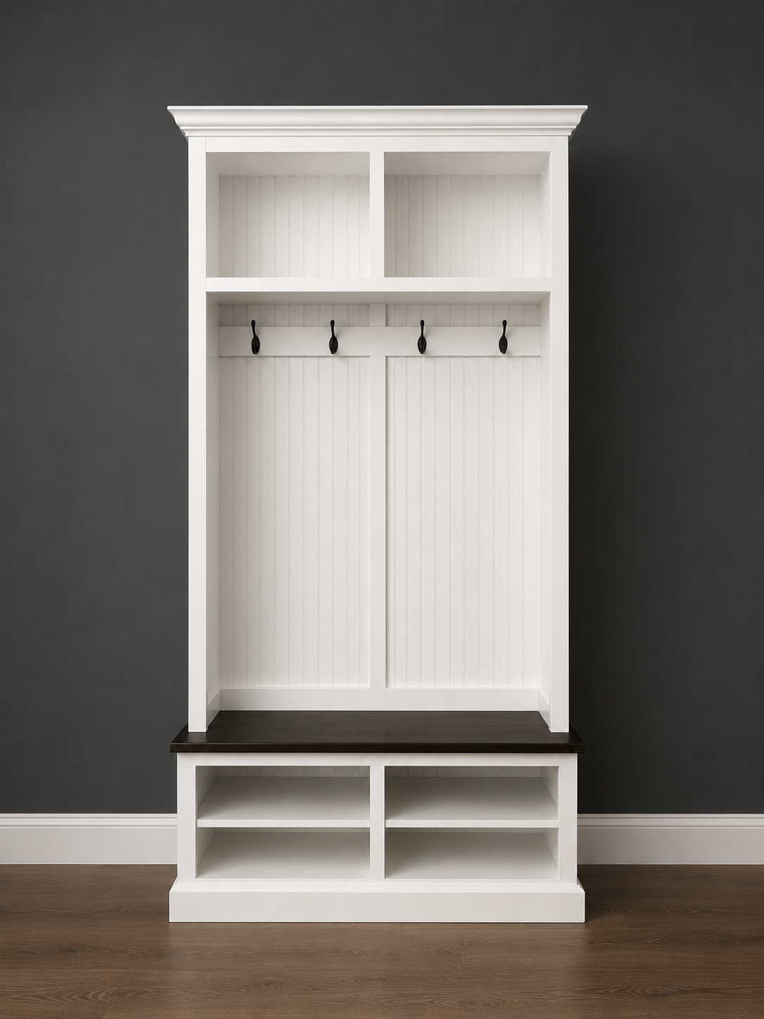 Moraga Hall tree entry bench custom cabinet coat rack mudroom furniture (2 section) - Griffin Furniture