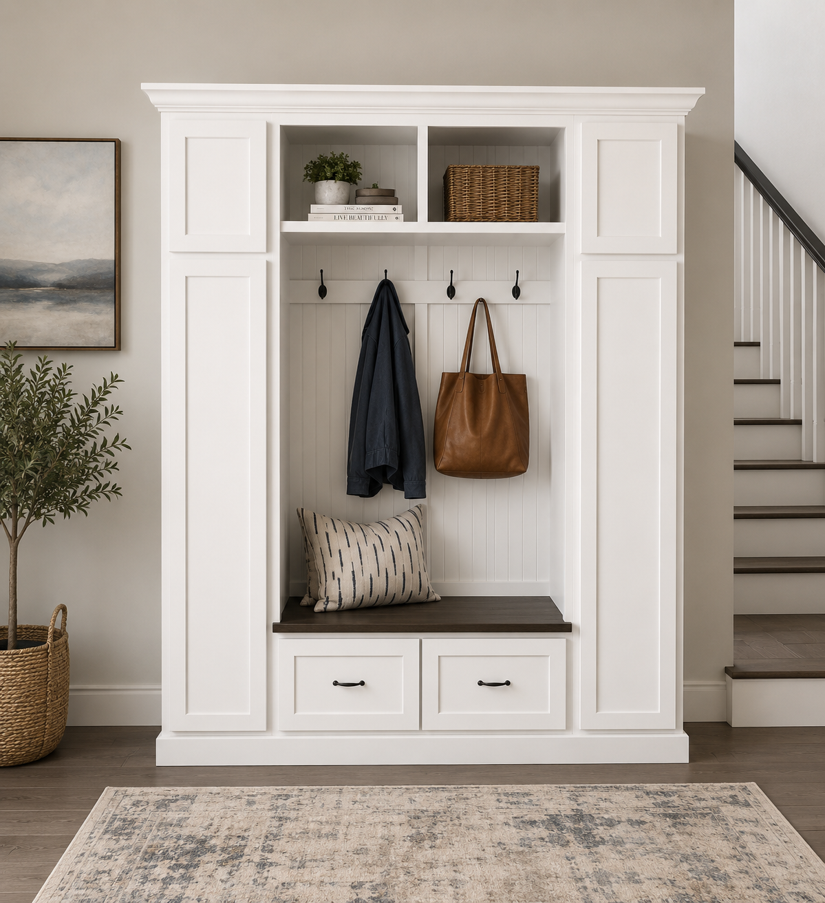 Oklahoma Hall Tree with Bench – Mudroom Locker Storage Unit | Custom Entryway Furniture by Griffin Furniture