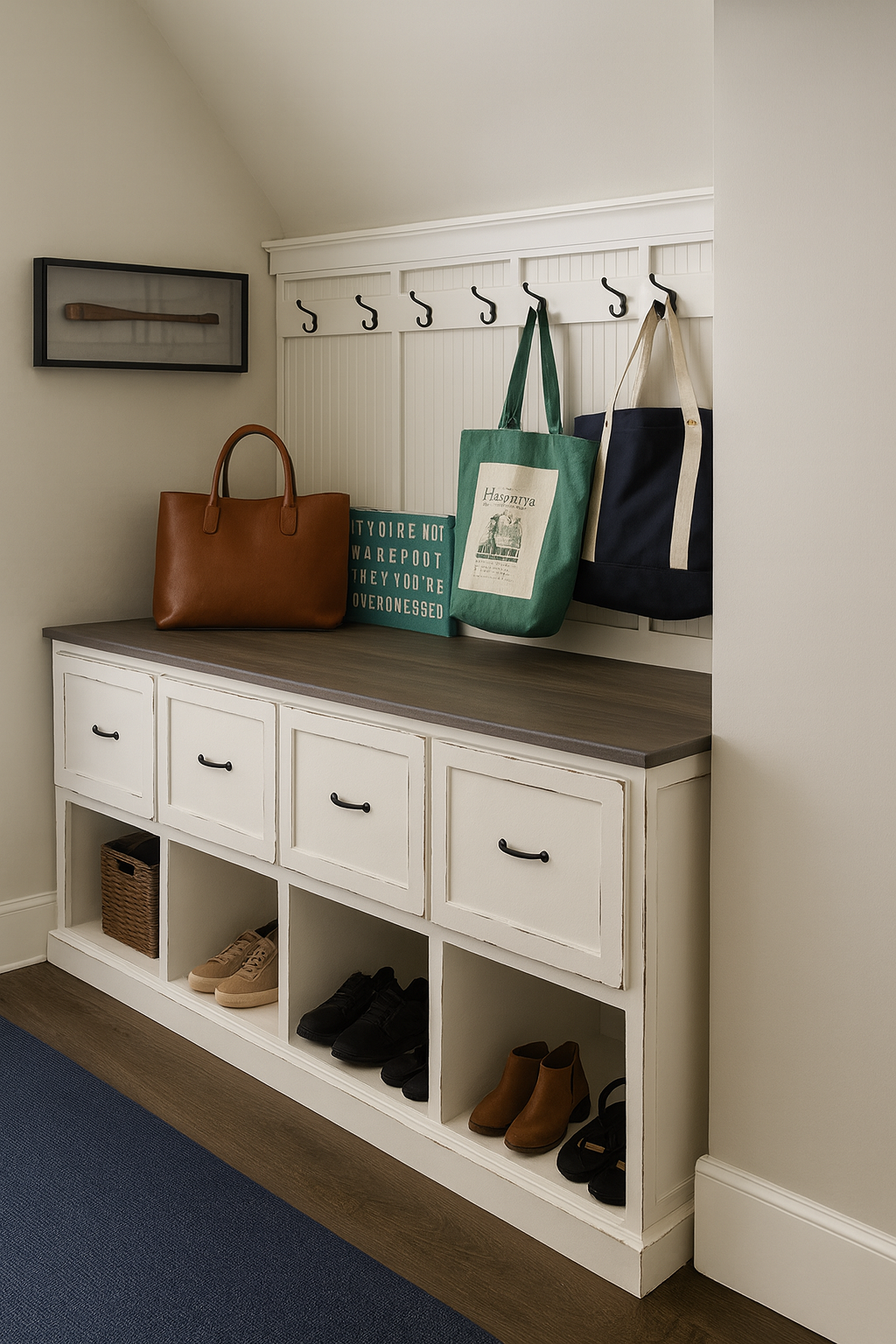 Markley Entryway Hall Tree Bench with Storage – Custom Mudroom Organizer with Hooks, Cubbies & Bench Seating