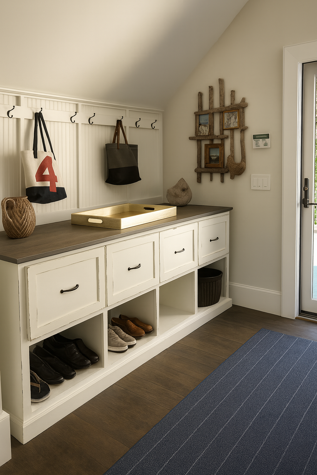 Markley Entryway Hall Tree Bench with Storage – Custom Mudroom Organizer with Hooks, Cubbies & Bench Seating