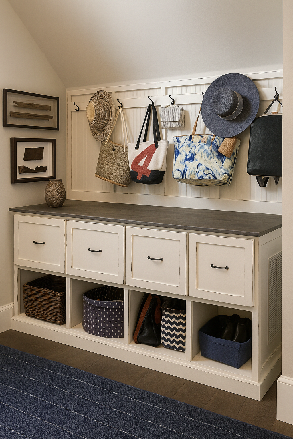 Markley Entryway Hall Tree Bench with Storage – Custom Mudroom Organizer with Hooks, Cubbies & Bench Seating