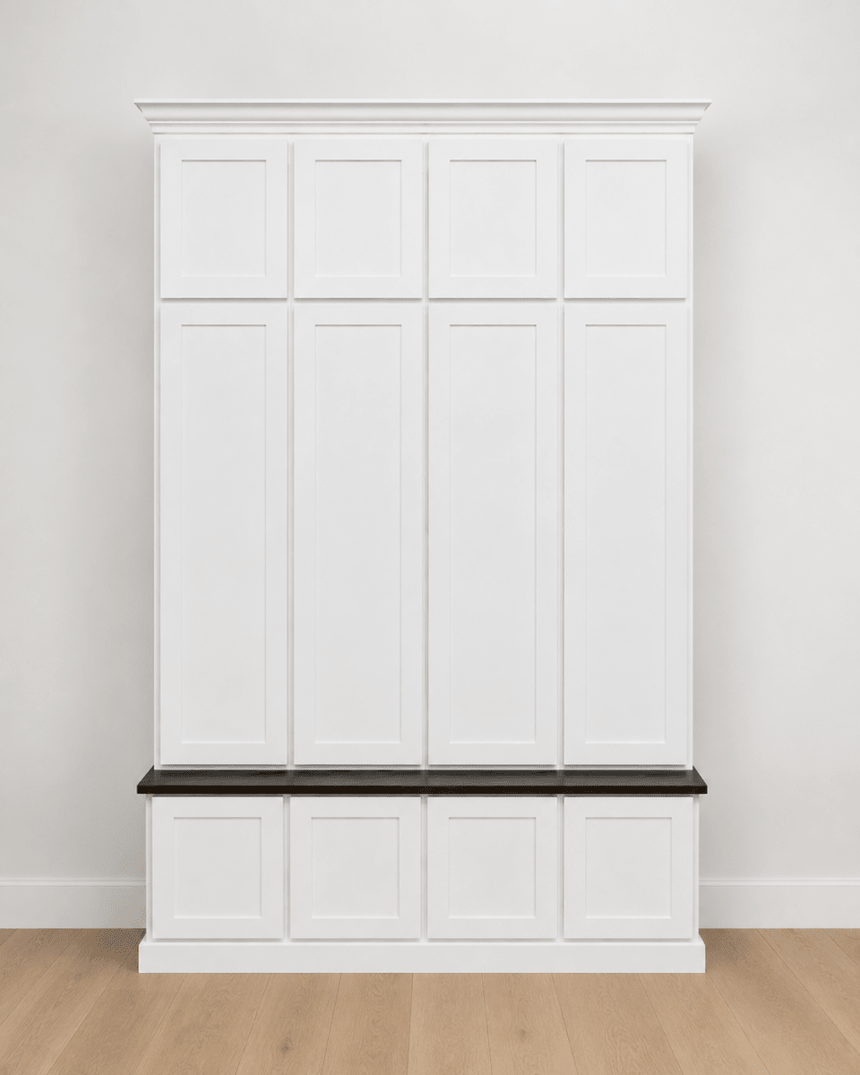 Ashville Entryway Shoe Storage Bench | Custom Mudroom Hall Tree with Drawers, Cubbies & Hooks | Wood Entryway Furniture