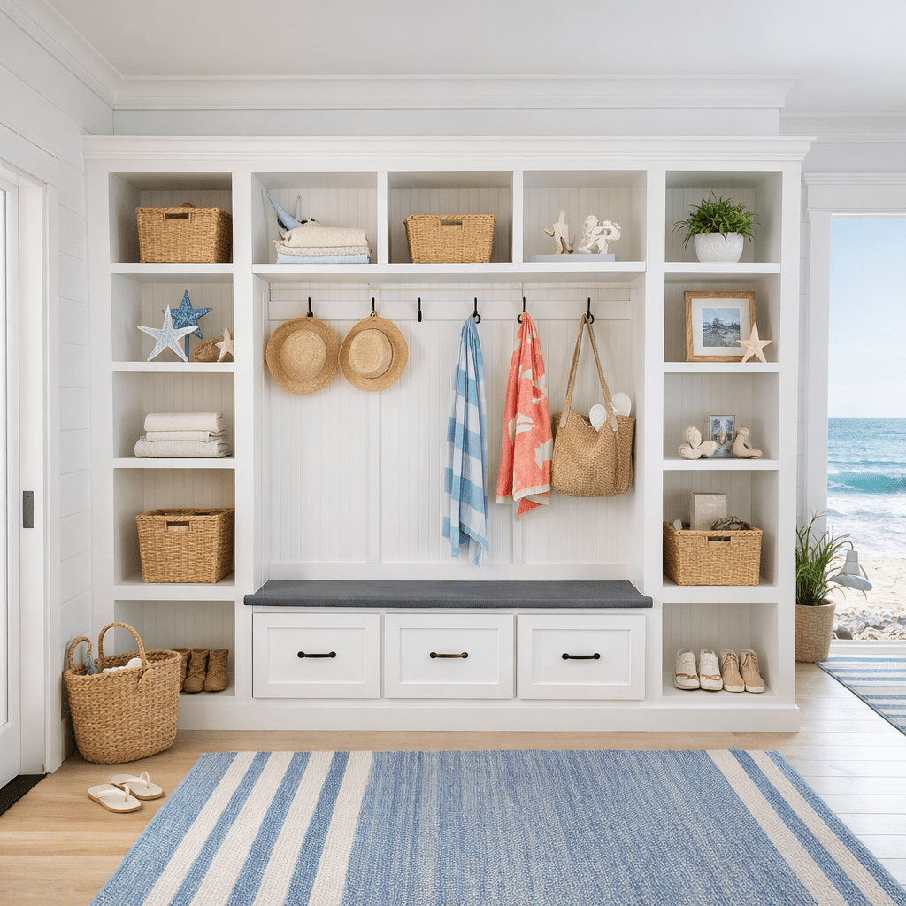 Atlanta Entryway Shoe Storage Bench | Standing Coat Rack | Entryway Furniture | Shoe Cabinet | Mudroom Bench | Hall Tree