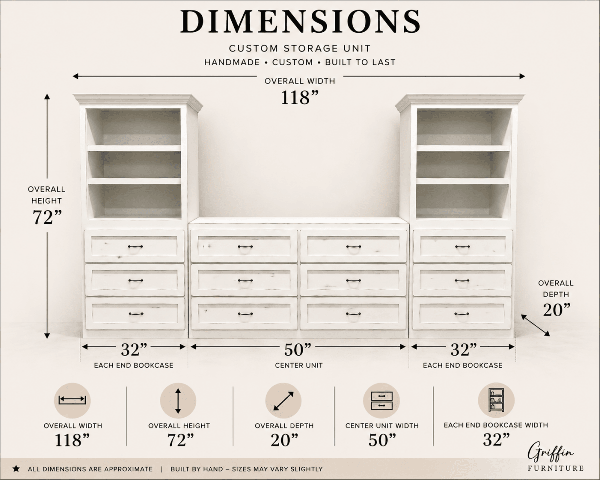 Augusta Bedroom Storage Furniture | Bookcase, Drawers, Dresser & TV Stand | Griffin Furniture USA