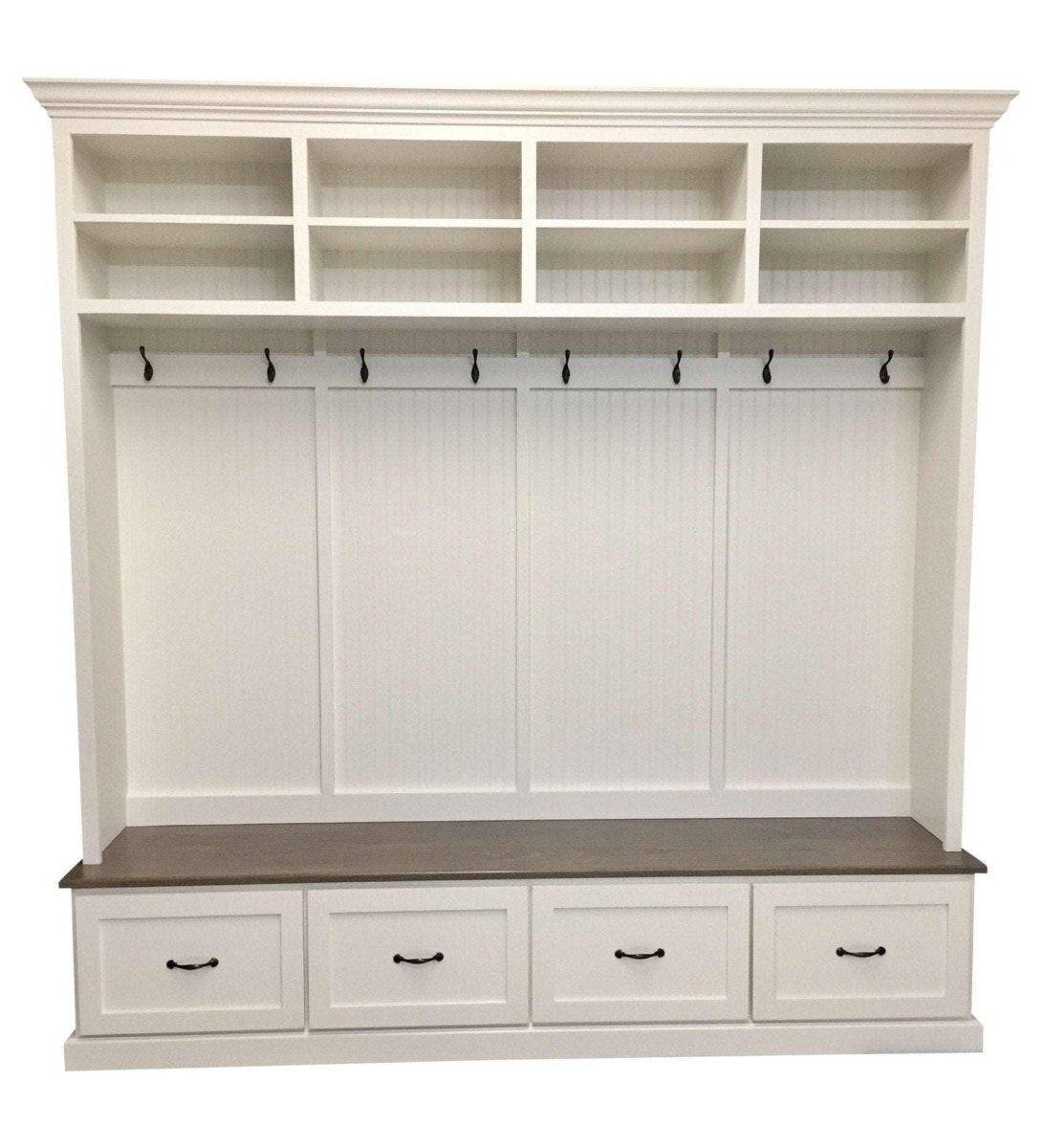 Branson Entryway Bench with Shoe Storage | 4-Section Mudroom Bench, Hall Tree & Wall-Mount Coat Rack – Custom Wood Furniture