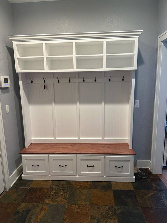 Branson Entryway Storage Bench | Coat Rack | Mudroom Organization | Hall Tree | Entryway Furniture (4 - section)