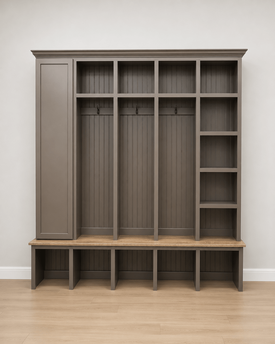 Colorado Mudroom Locker Bench with Hall Tree | Custom Storage Solution for Entryways