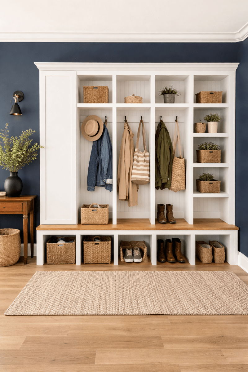 Colorado Mudroom Locker Bench with Hall Tree | Custom Storage Solution for Entryways