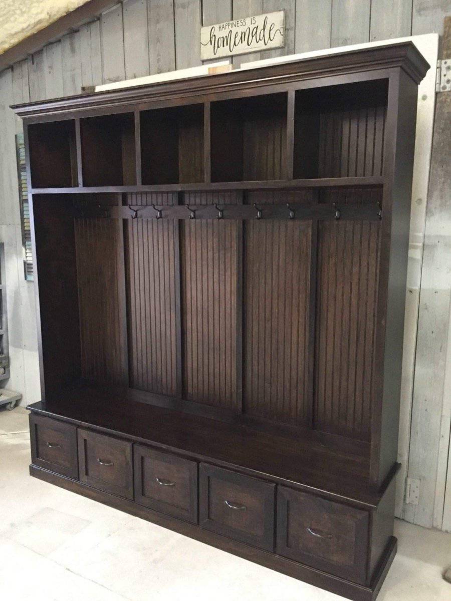 Georgia 5-Section Mudroom Bench with Shoe Storage | Entryway Hall Tree & Coat Rack | Solid Wood Mudbench Organizer Cabinet