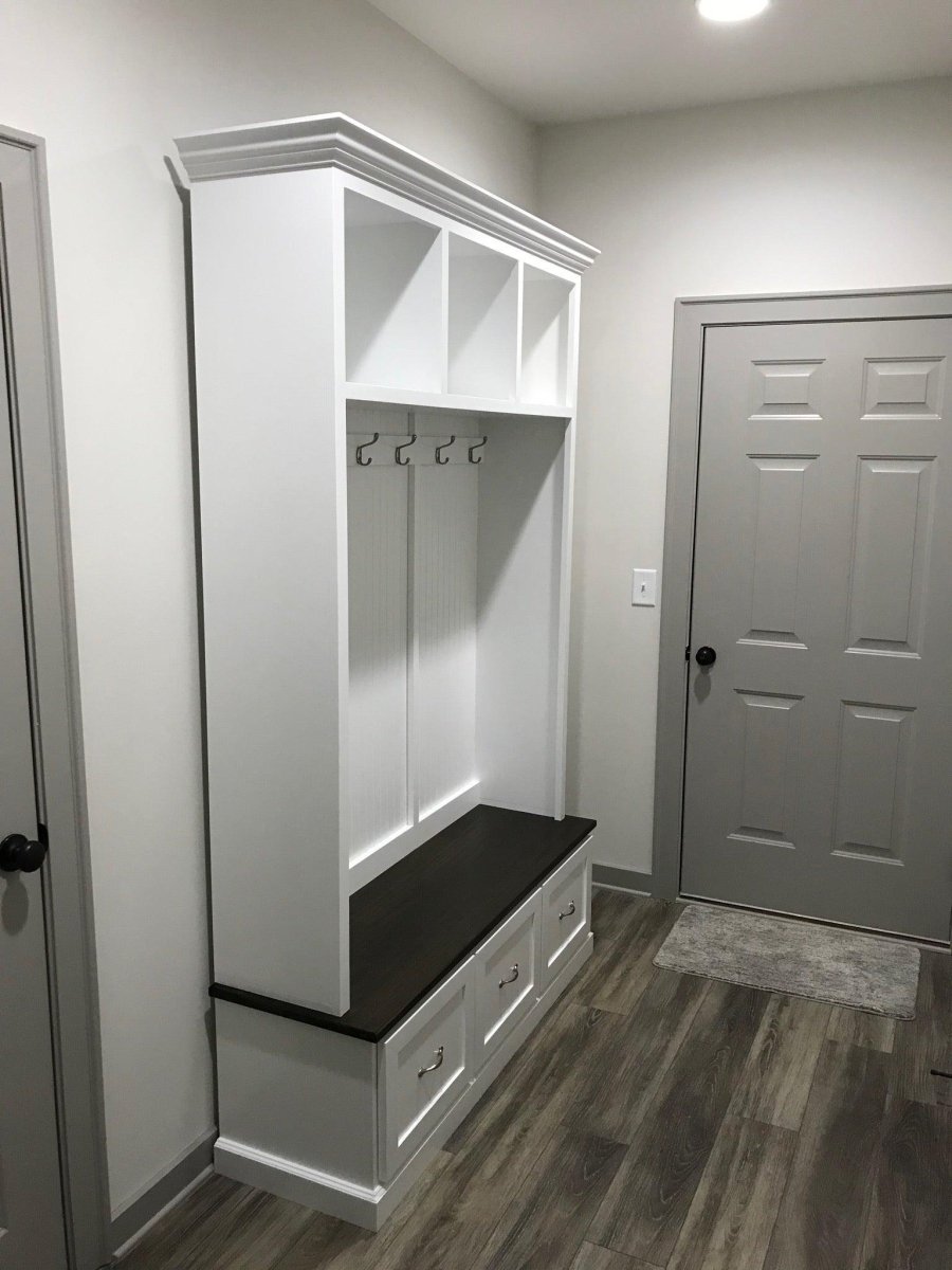 Georgia Entryway Hall Tree with Storage | 3-section Custom Mudroom Bench | Shoe Cabinet & Coat Rack | Griffin Furniture