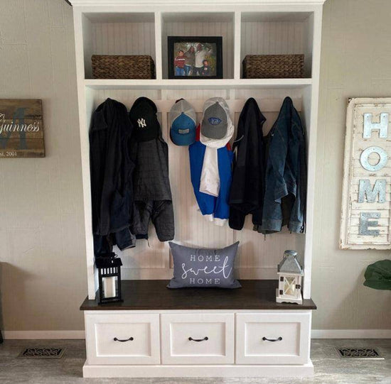 Georgia Entryway Storage Bench | Hall Tree | Mudroom Furniture | Shoe Cabinet | Entryway Furniture | Shoe Storage (3 section)