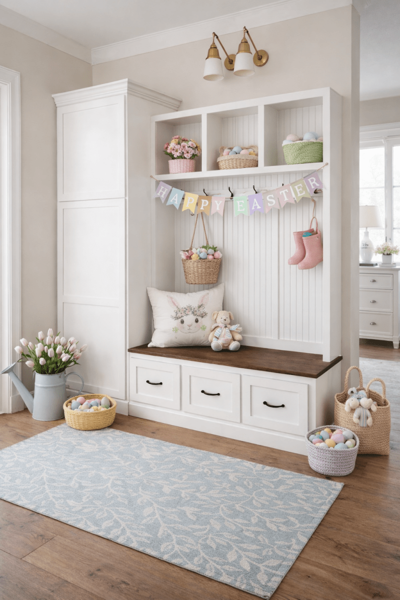 Holbrook Entryway Bench with Shoe Storage | Wood Mudroom Organizer | Hall Tree Style Mud Bench (3-section)