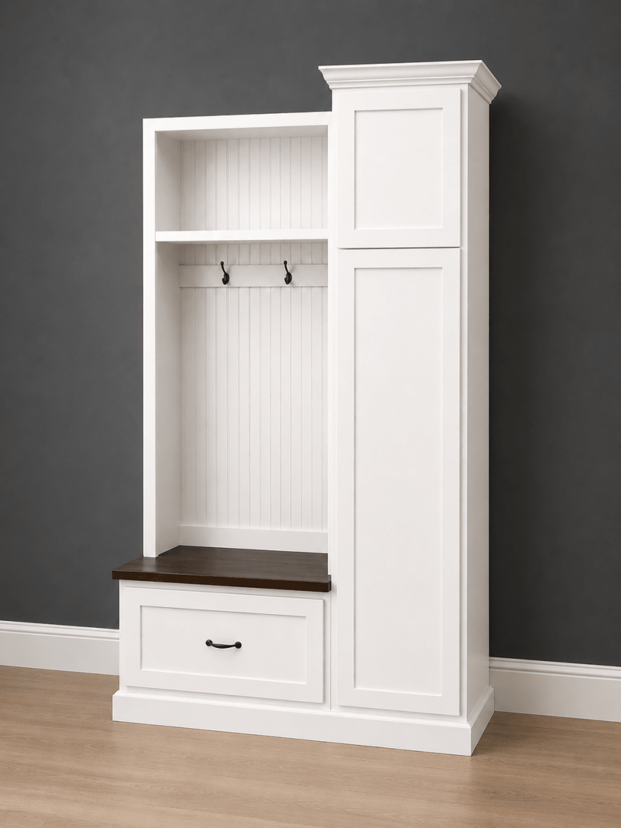 Holbrook Entryway Shoe Bench Hall Tree | 1-Section Mudroom Organizer | Wood Coat Rack with Storage