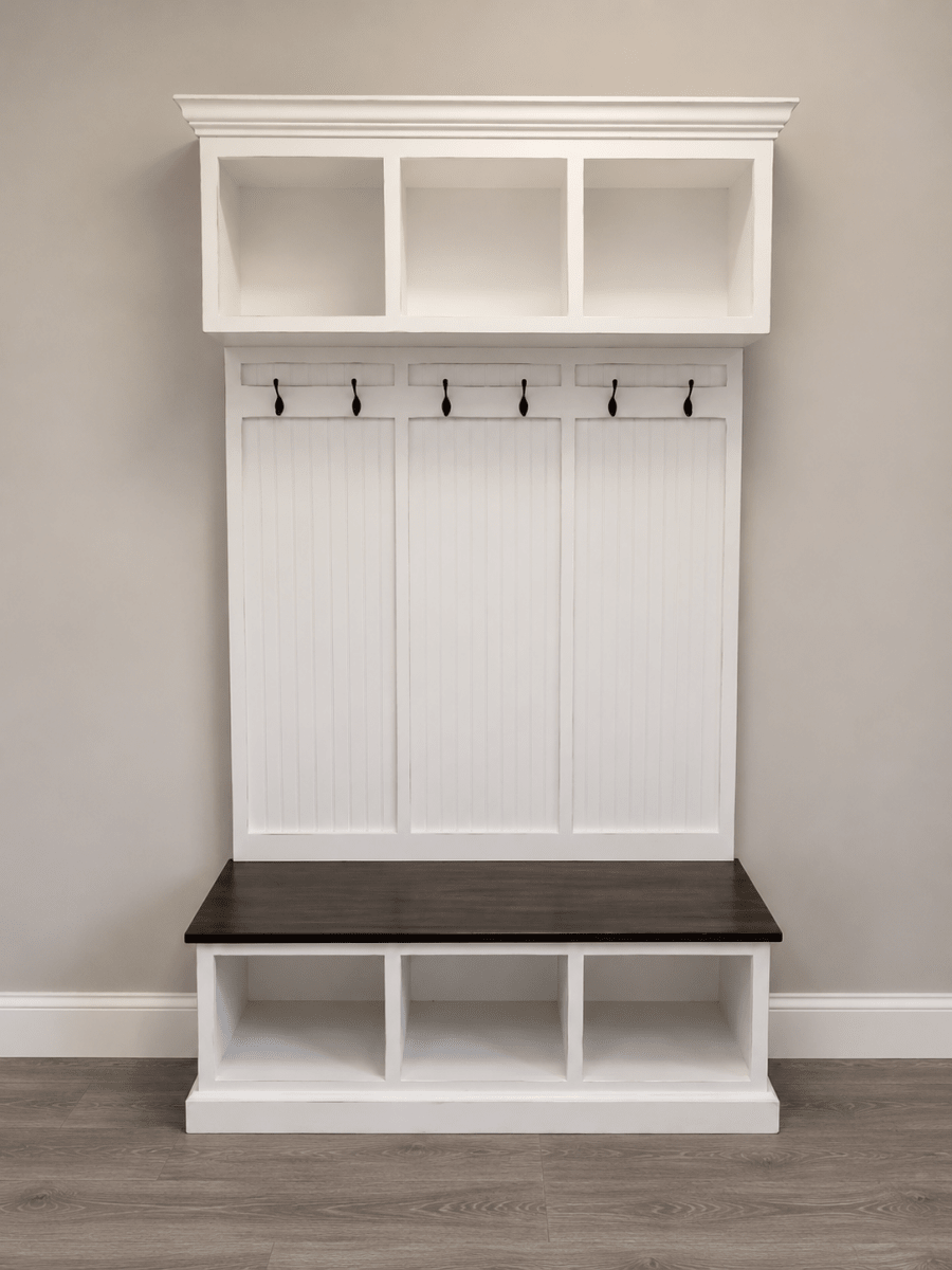 Long Island Shoe Bench – Stylish Entryway Storage & Seating | Custom Wood Bench for Mudrooms & Hallways (3-section)