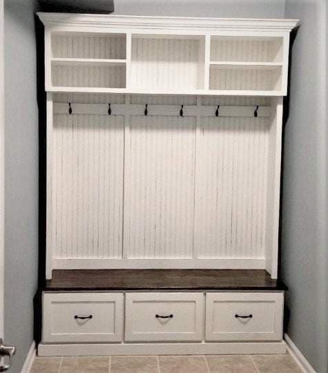 Midland entryway shoe storage bench & coat storage (3-section)