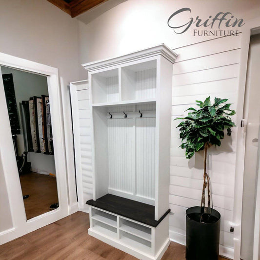 MORAGA Hall tree entry bench custom cabinet coat rack mudroom furniture (2 section)