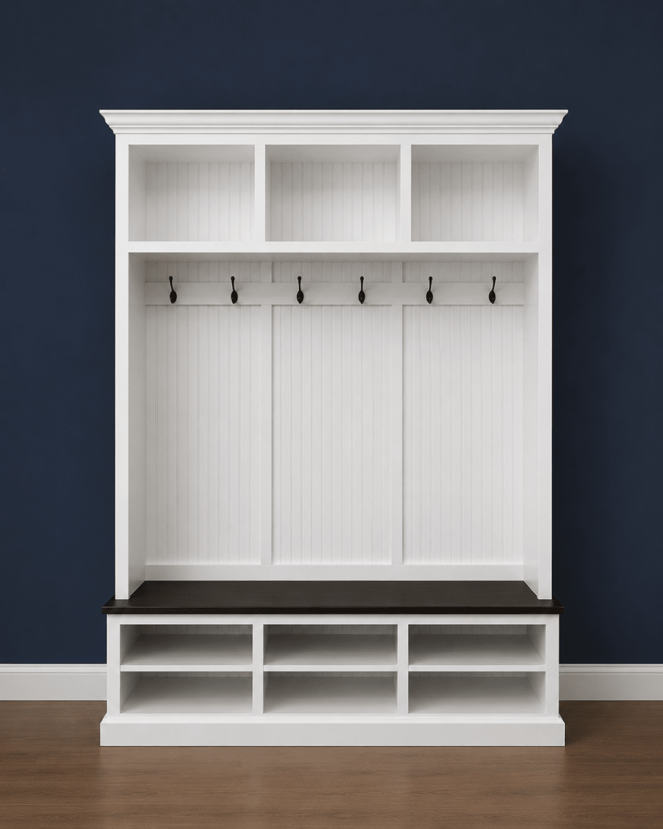 Moraga Mudroom entryway bench hall tree coat rack shoe storage (3 section)