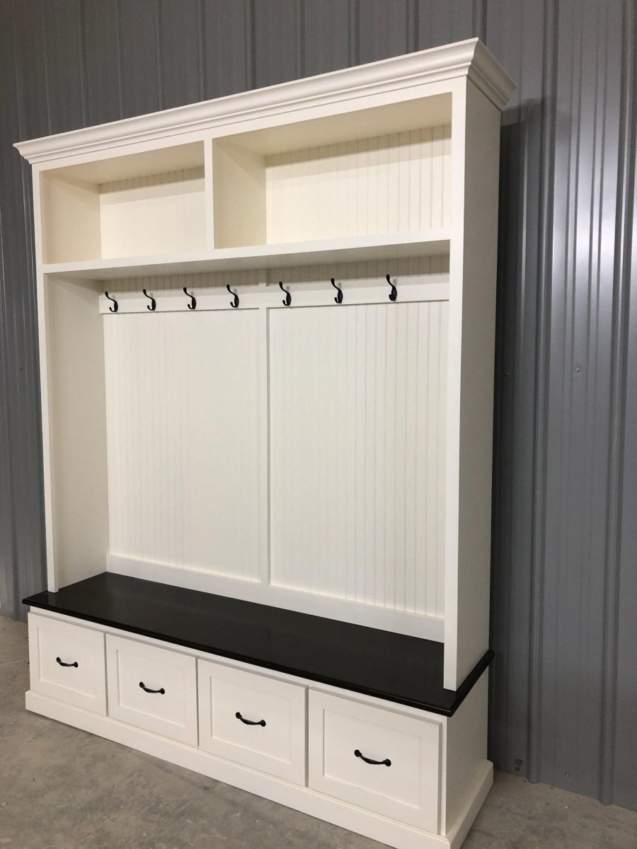 Nashville Entryway Shoe Storage Bench | Mudroom Bench with Cubbies | 4-Section Organizer | Rustic Farmhouse Furniture | Custom Hall Tree