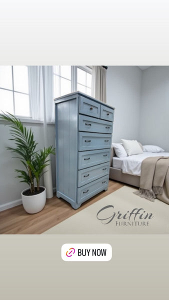 grey tall dresser Oxford Mahogany Wood 5 Drawer Tall Dresser