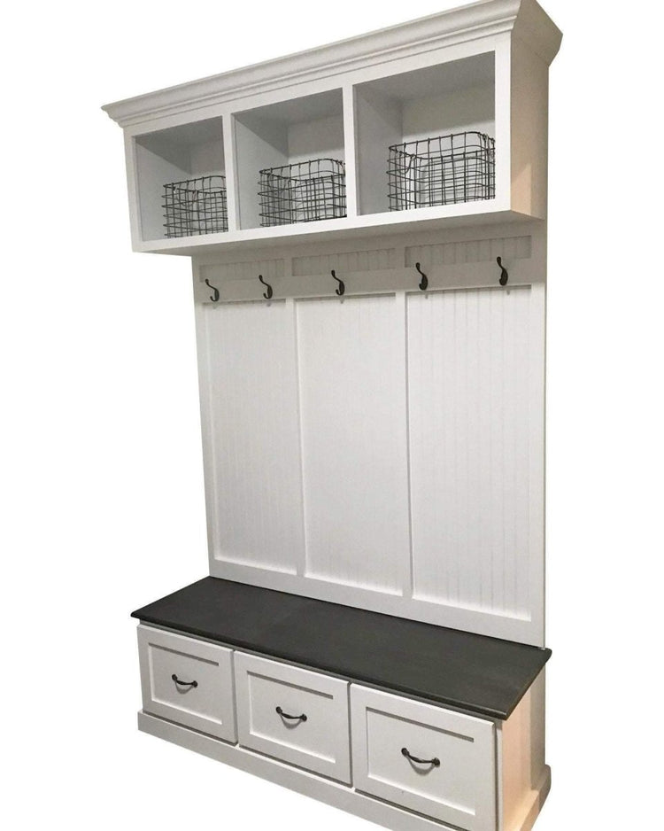 NEW YORK Entryway bench storage drawers mudroom hall tree coat rack 3-section