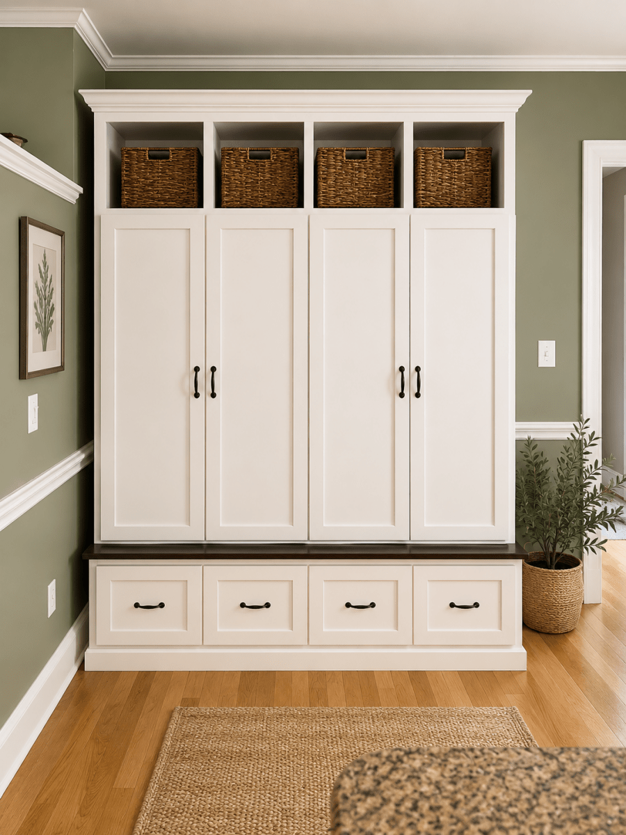 North Carolina Coat and Shoe Storage Bench – Entryway Organizer & Hallway Storage Rack | Custom Wood Furniture