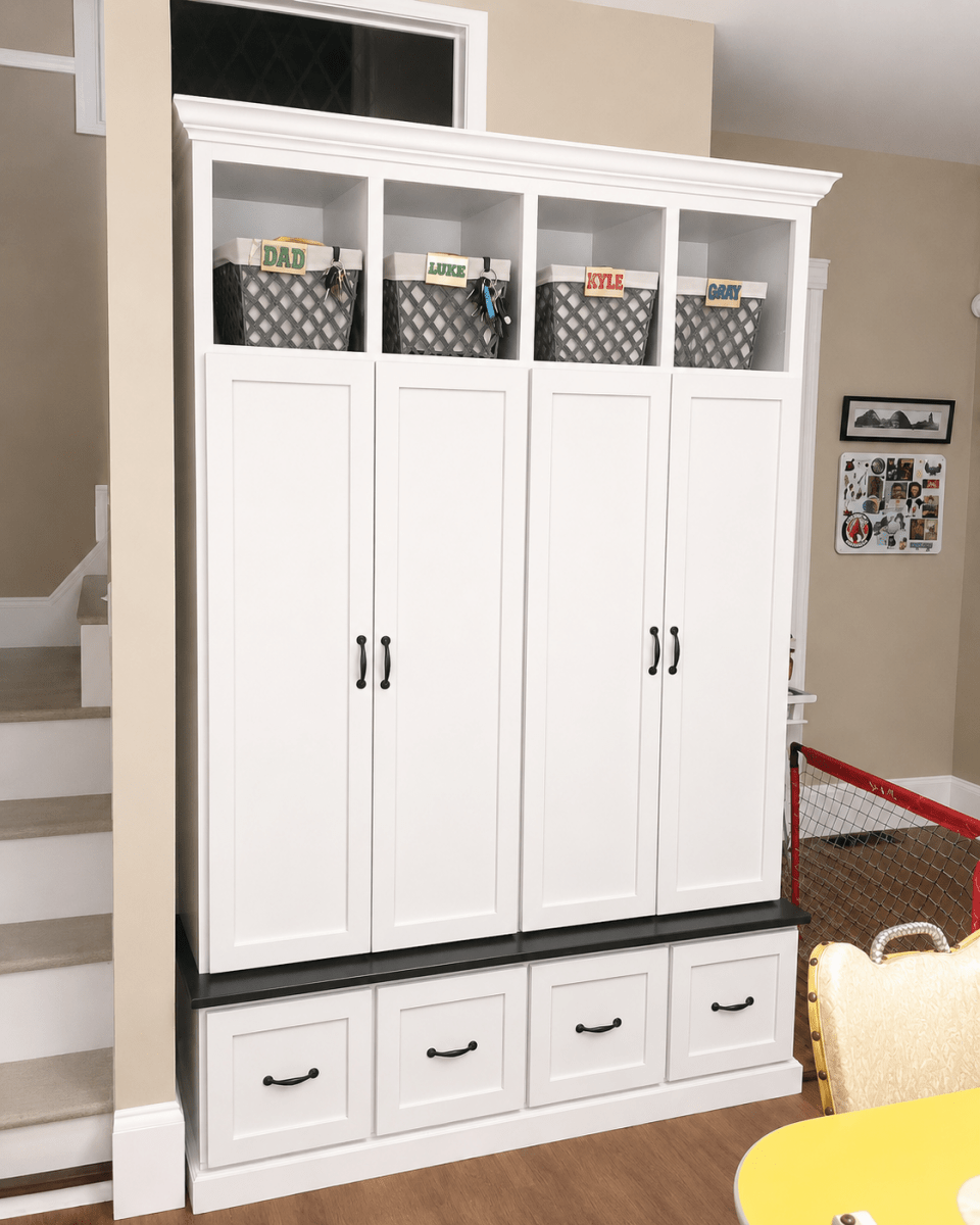 North Carolina Coat and Shoe Storage Bench – Entryway Organizer & Hallway Storage Rack | Custom Wood Furniture