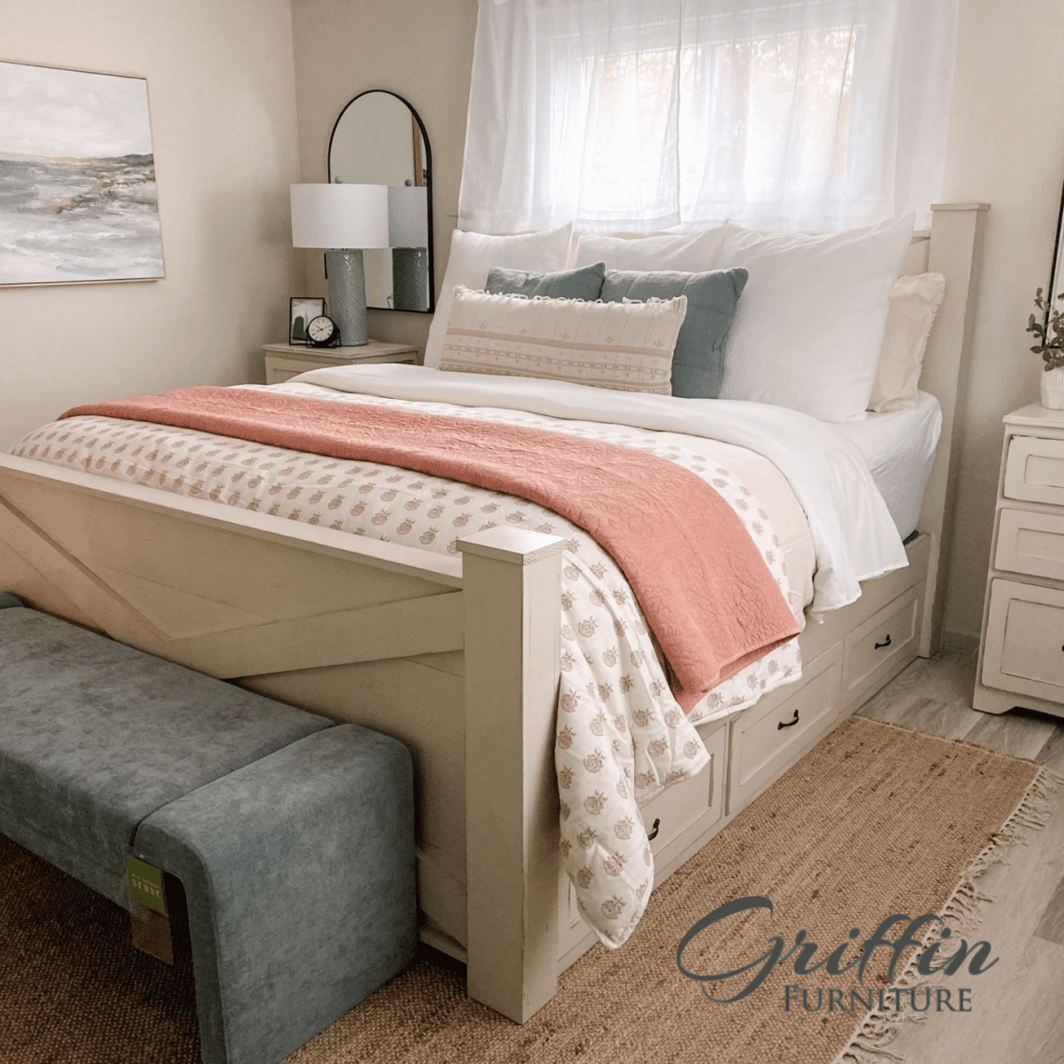 Ohio Barn Door Style Wood Bed Frame – Handmade King & Queen Size Rustic Farmhouse Bed