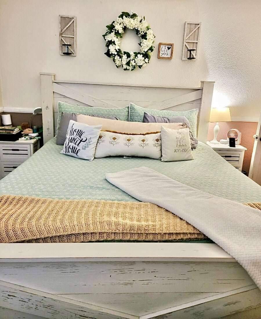 Ohio Barn Door Style Wood Bed Frame – Handmade King & Queen Size Rustic Farmhouse Bed