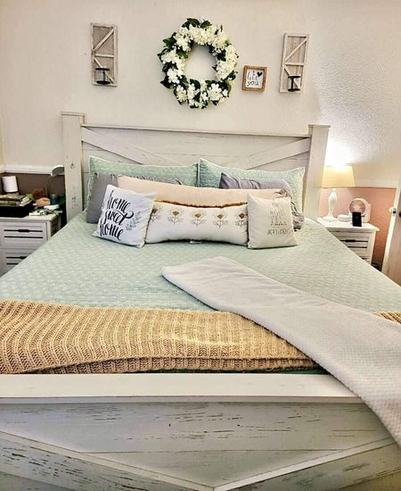 OHIO barn door style wood bed frame king size queen size