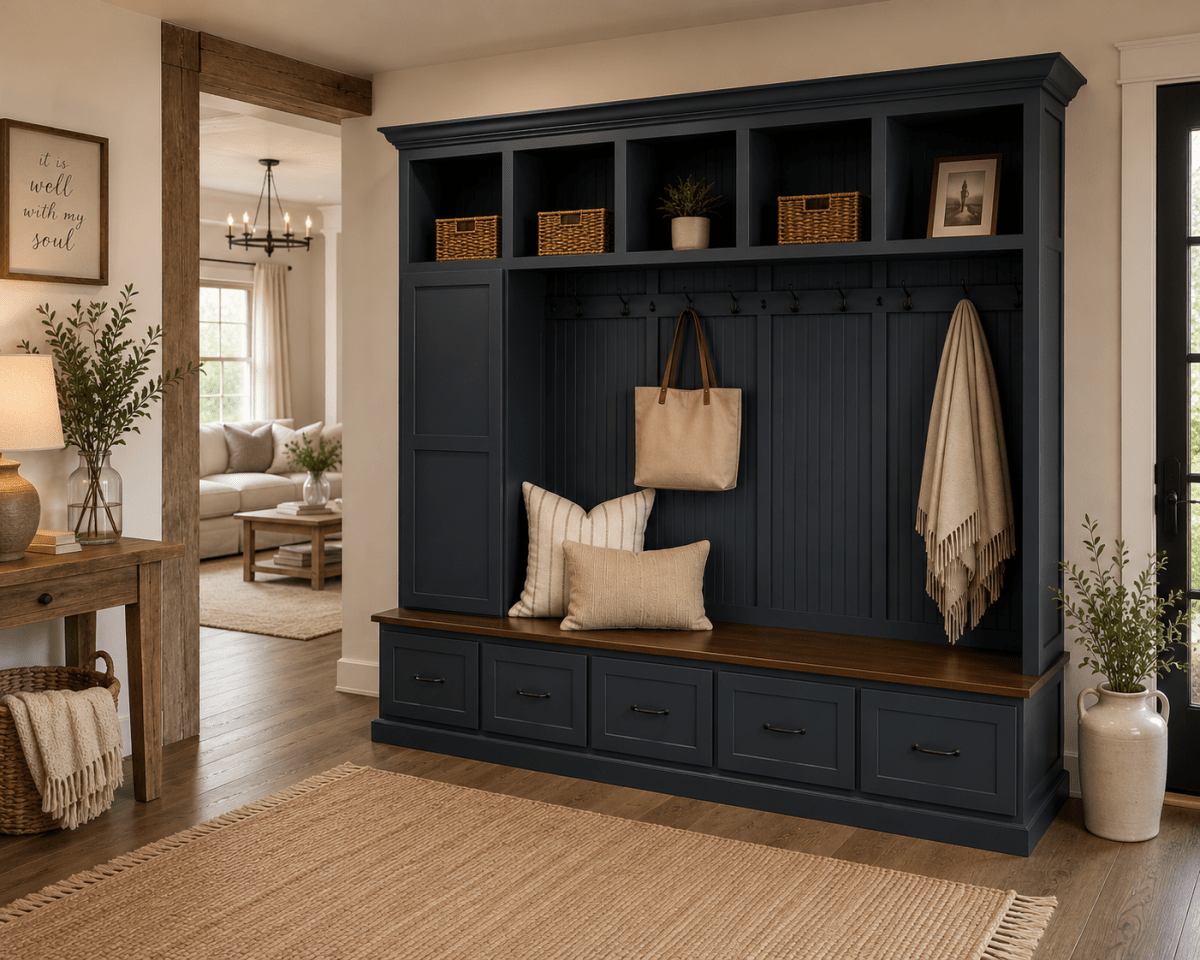 Oregon Mudroom Bench | Shoe Storage | Hall Tree | Standing Coat Rack | Mudroom Furniture (5 section)